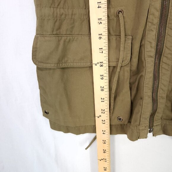 J Crew Vest Womens Medium Green Military Utility Sleeveless Chino Classic Twill - Picture 6 of 9